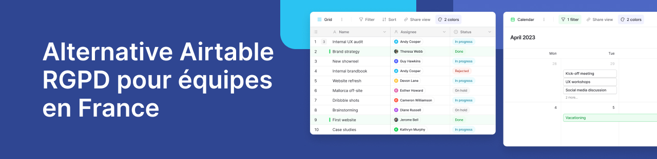 Alternative Airtable RGPD pour équipes en France