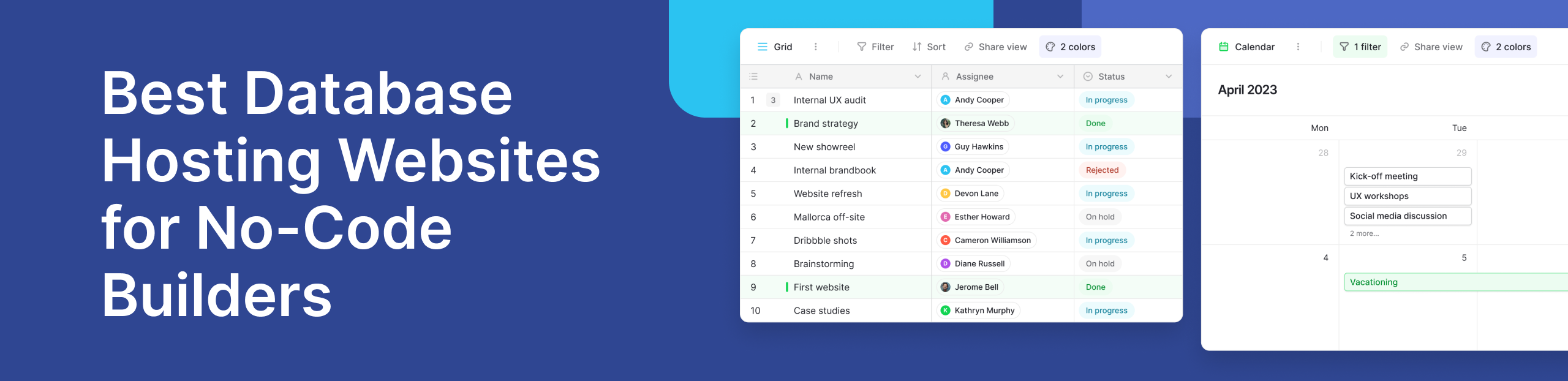 Database Hosting Websites for No-Code Builders