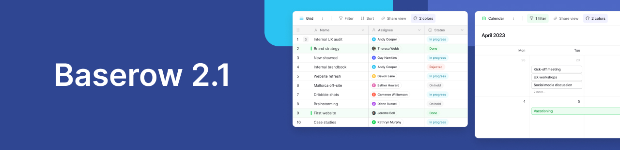 Baserow 2.1 release notes blog post banner