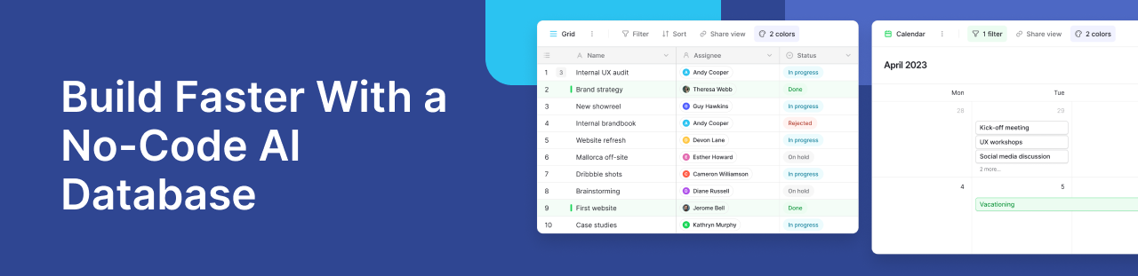 Build Faster With a No-Code AI Database