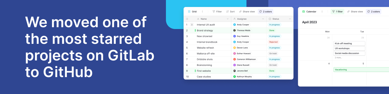 Baserow open-source project moving from GitLab to GitHub