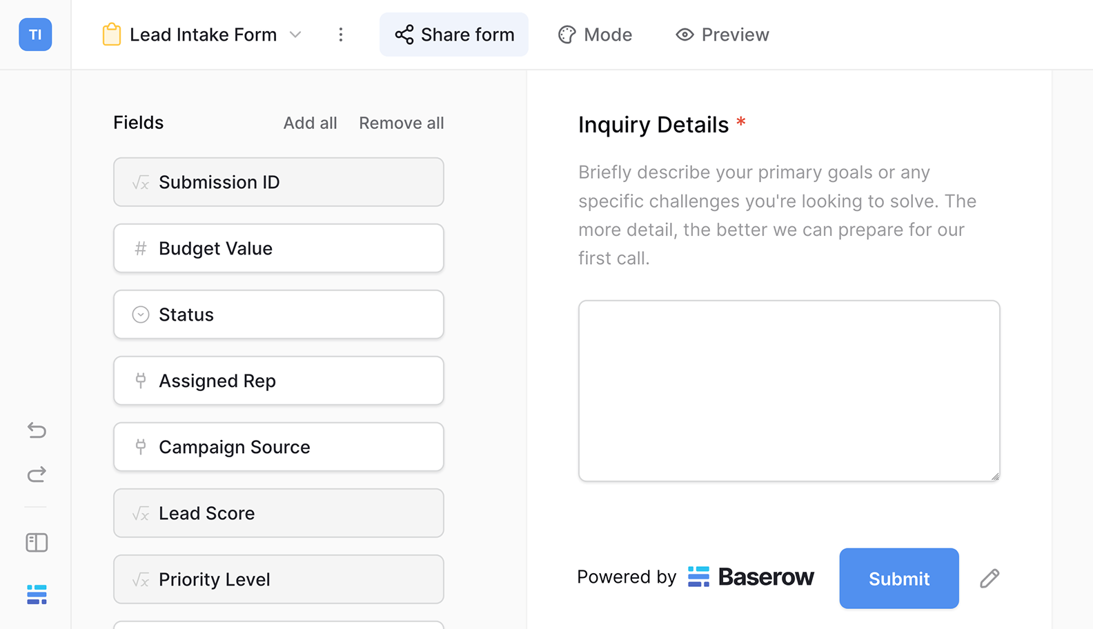 Form Builder for Structured Data Collection | Baserow