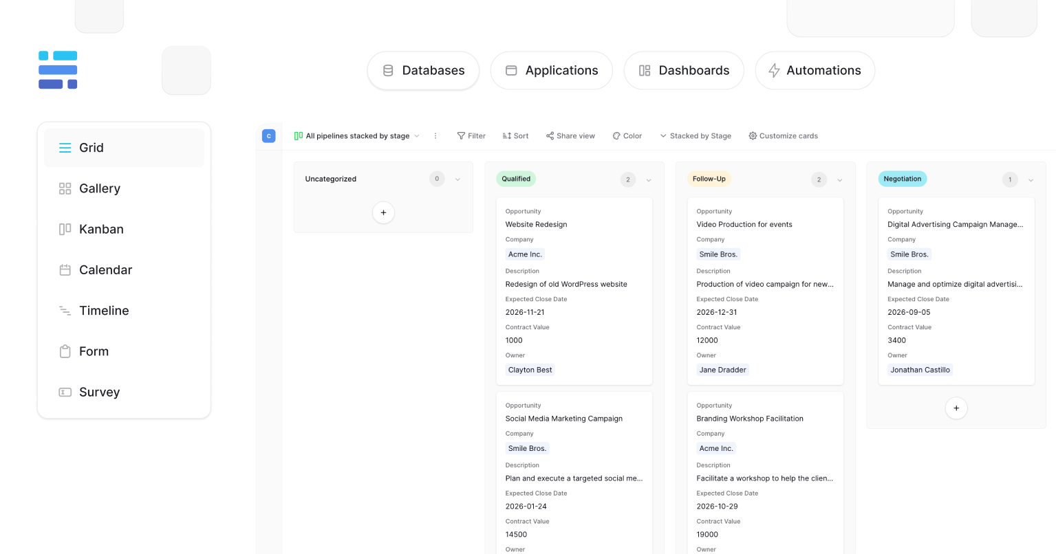 Baserow CRM solution