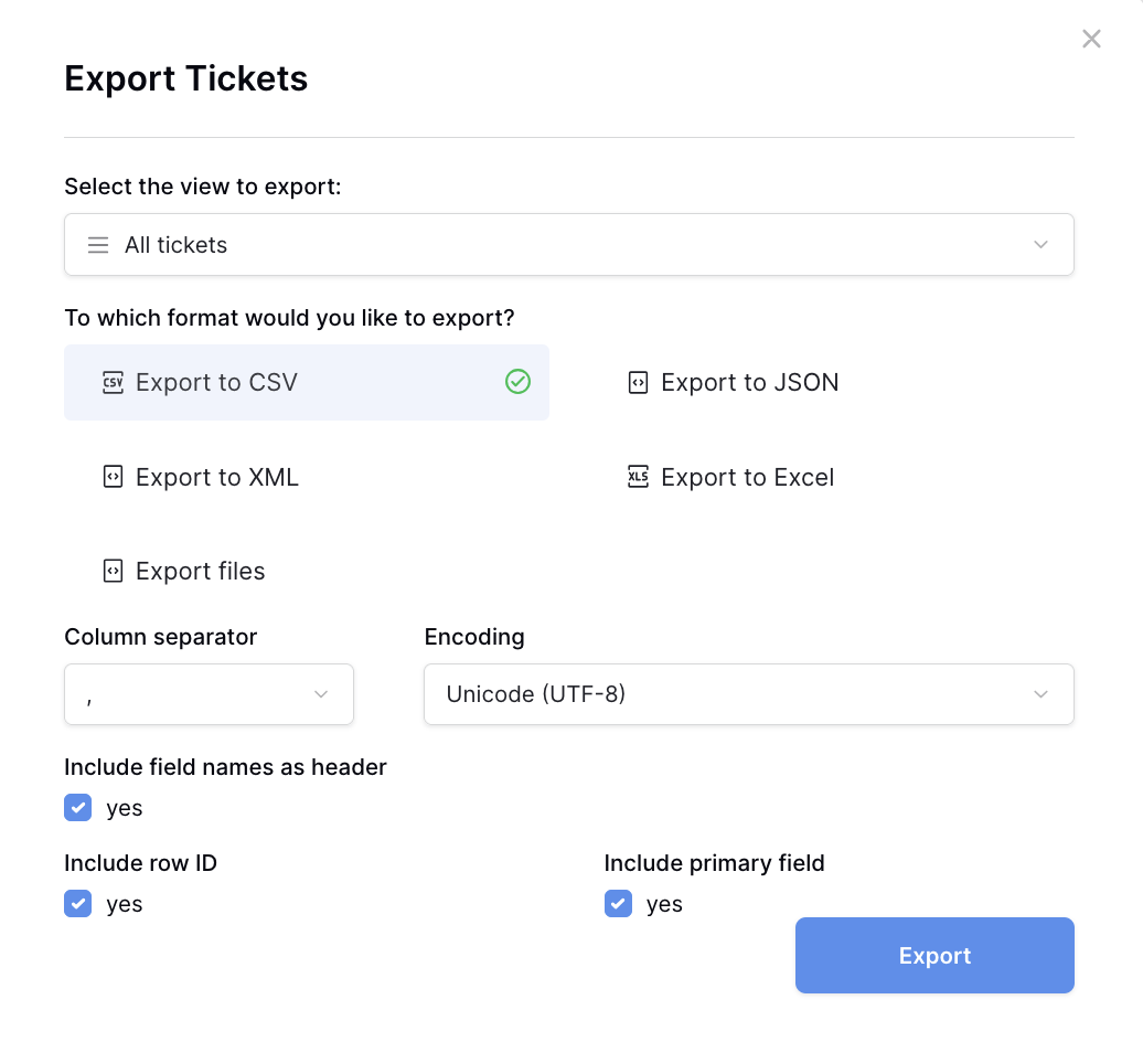 Export a view