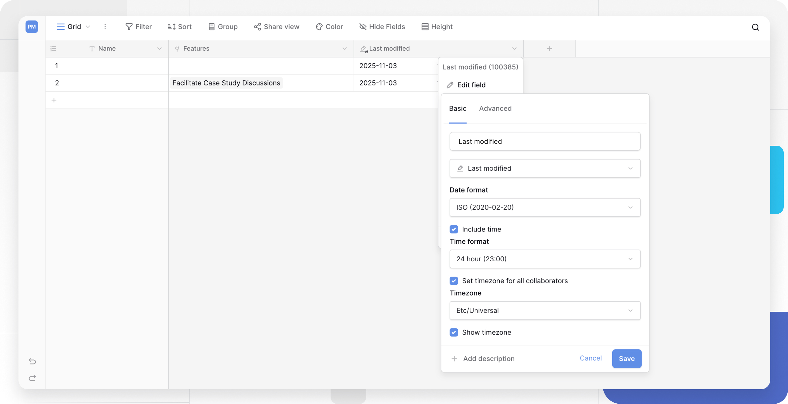 Last modified field in Baserow