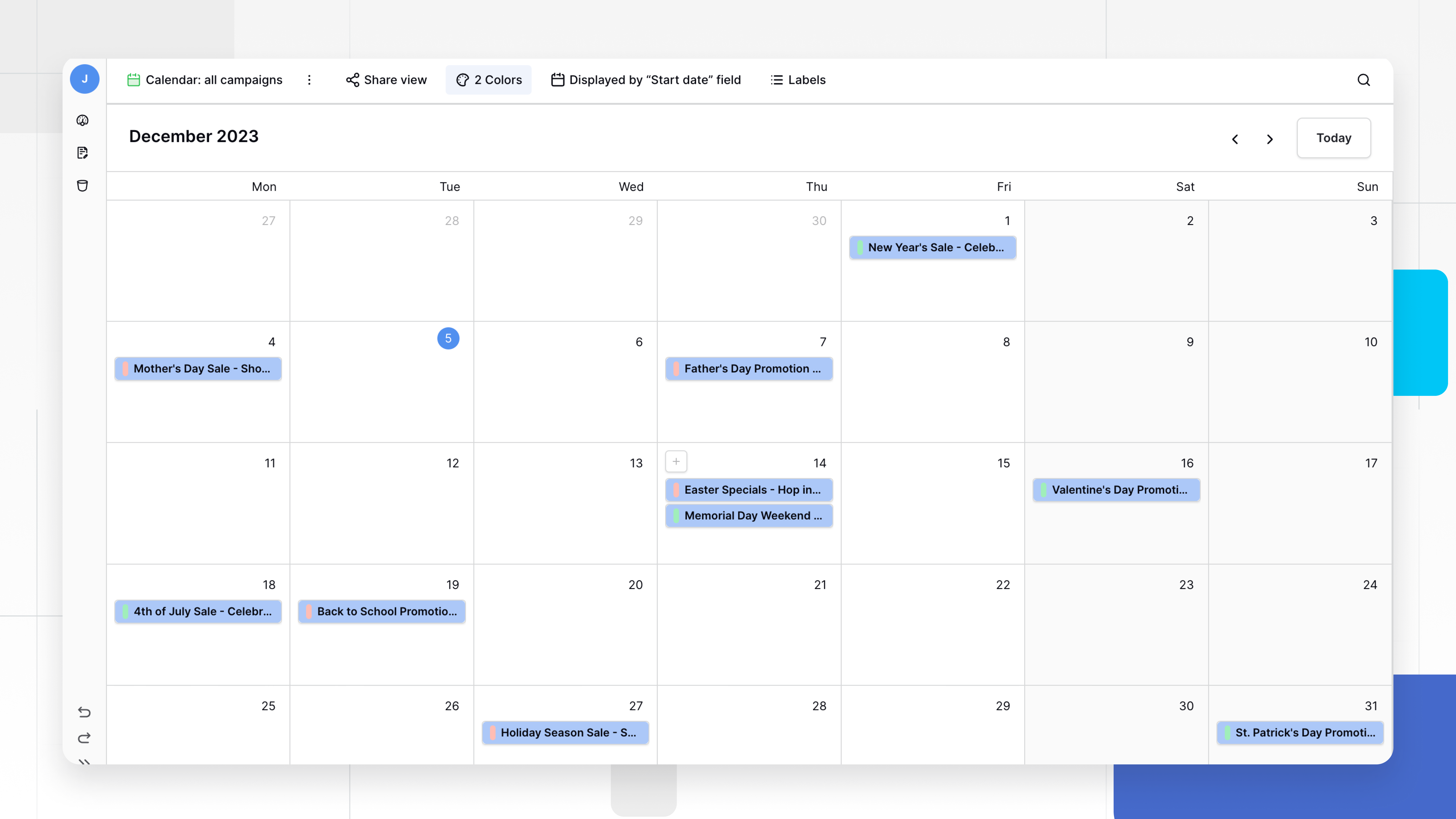 Baserow’s Advertising Campaigns template