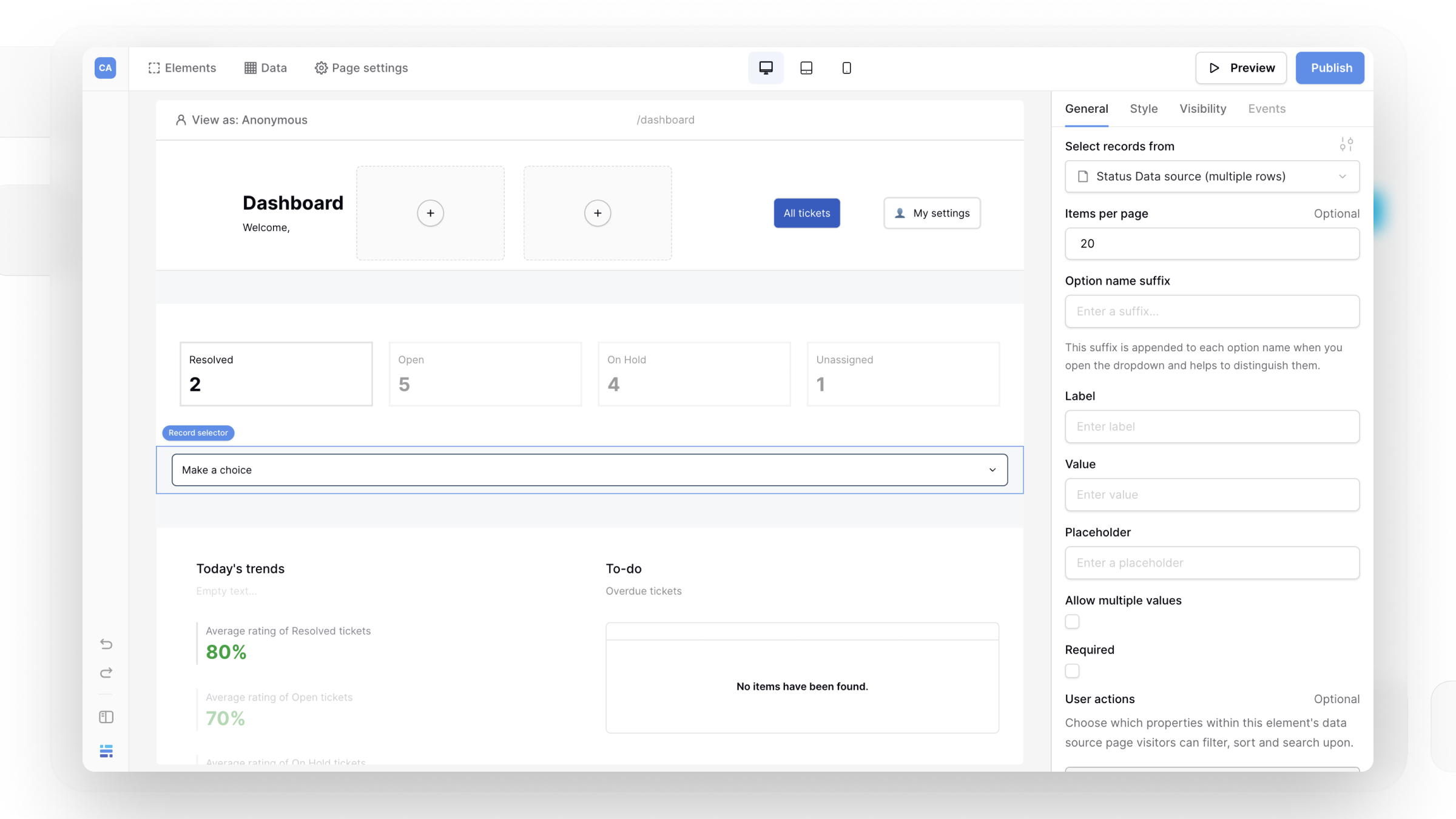 Baserow Record selector element
