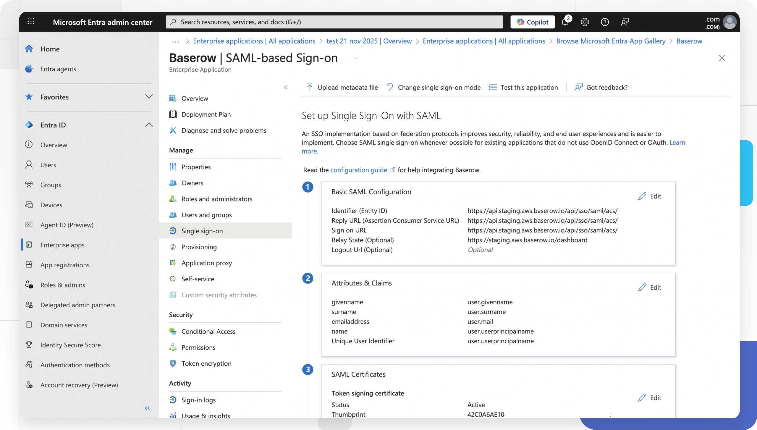 Set up Single Sign-On with SAML