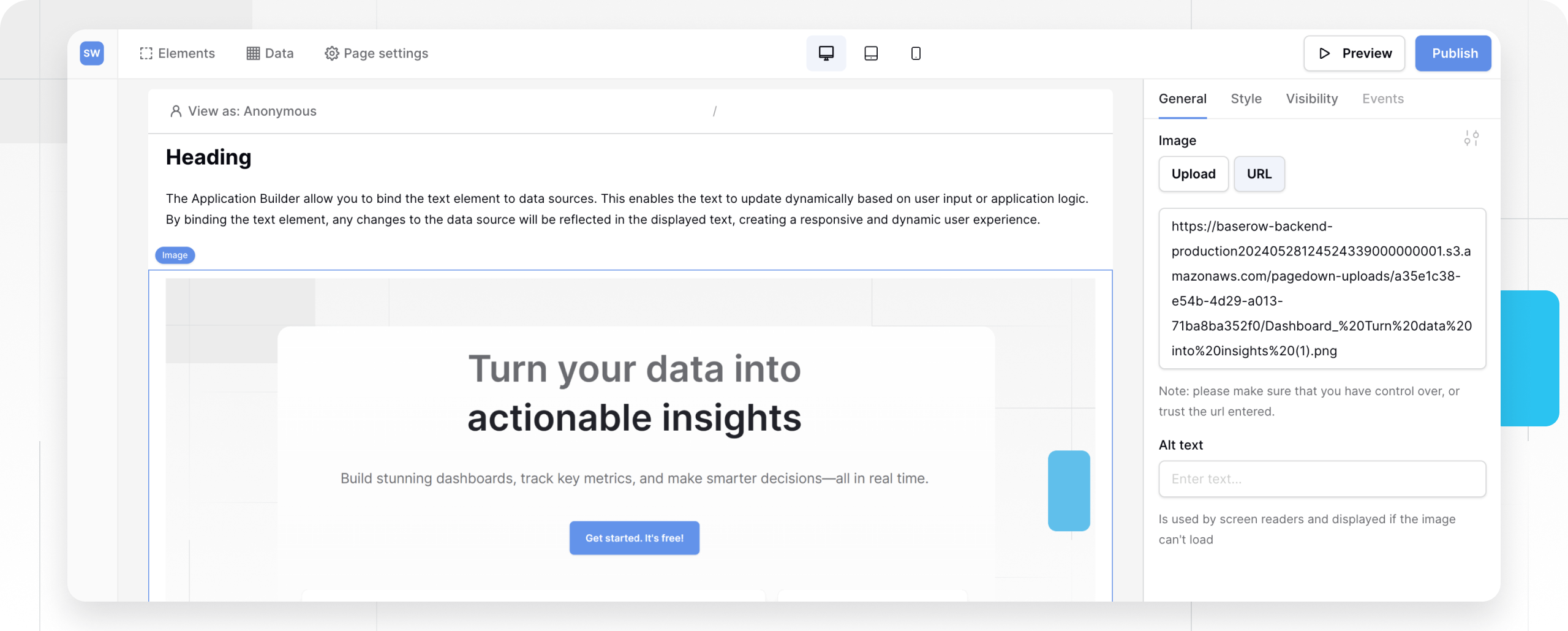 Baserow Application Builder - Image element