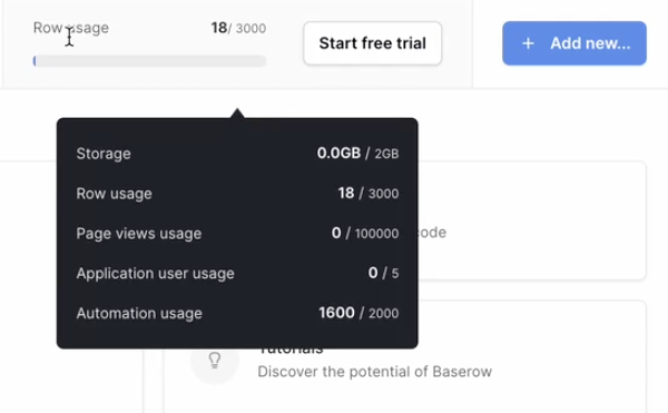 Baserow usage