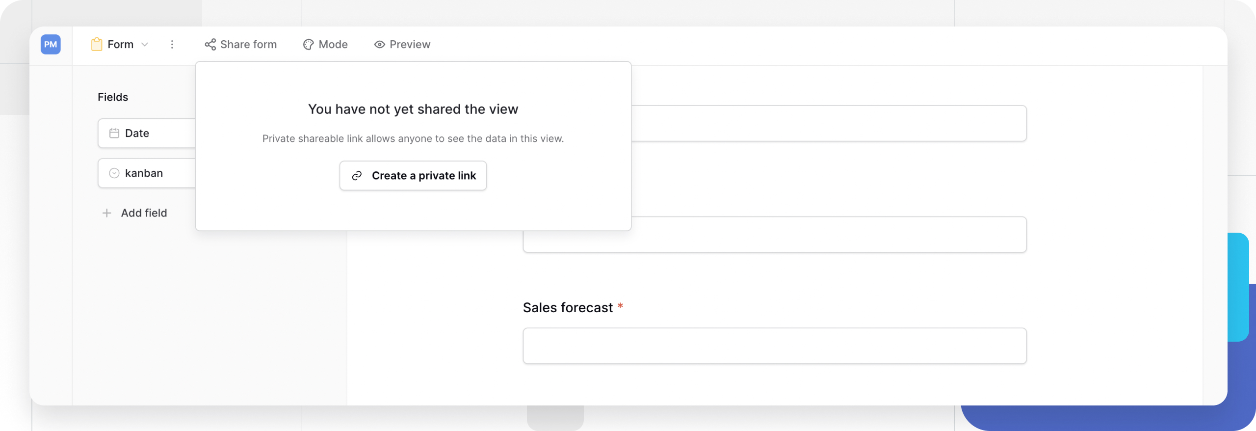 Share view interface in Baserow