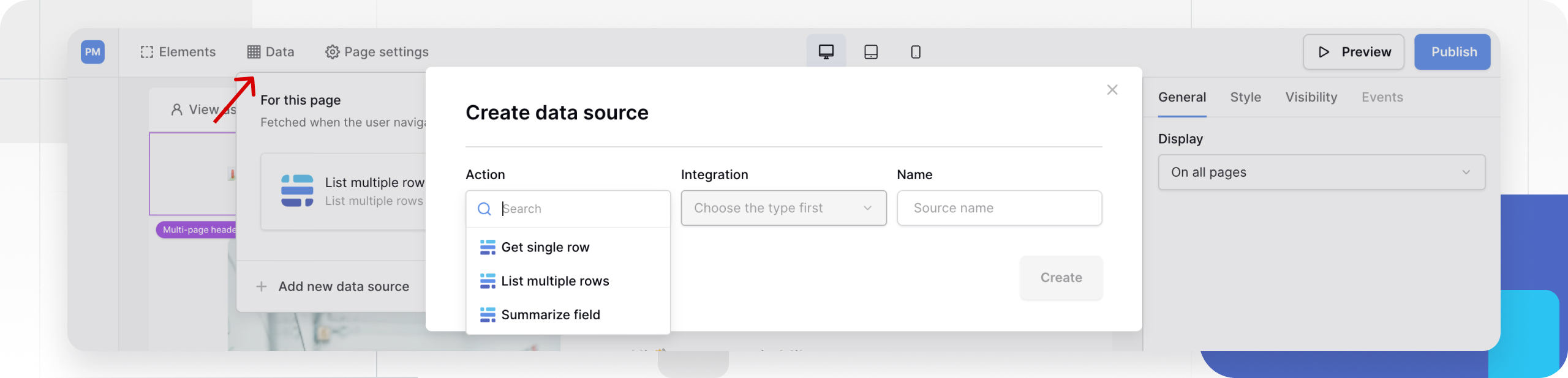 Add new data source in Baserow