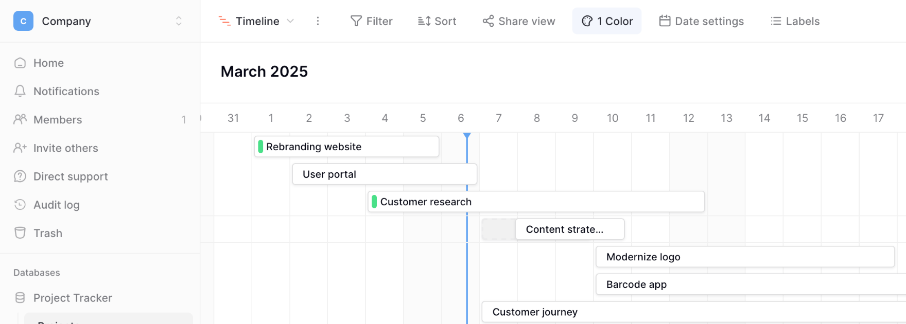 Timeline view with navigation controls