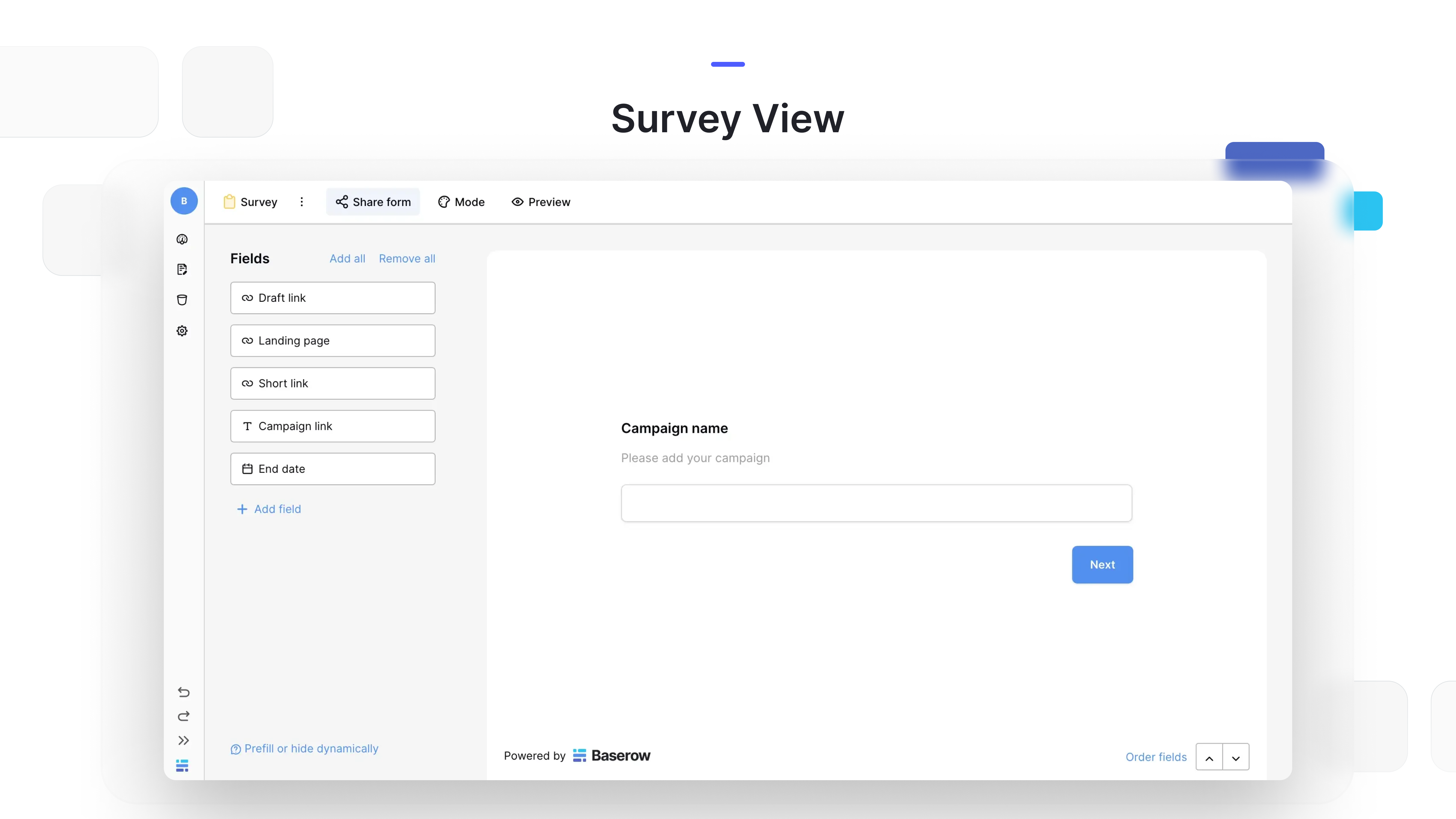 Baserow Forms Survey View