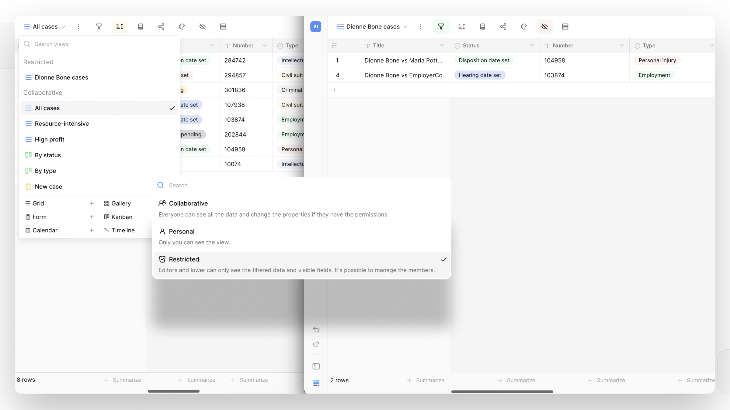 View-level RBAC (restricted views)
