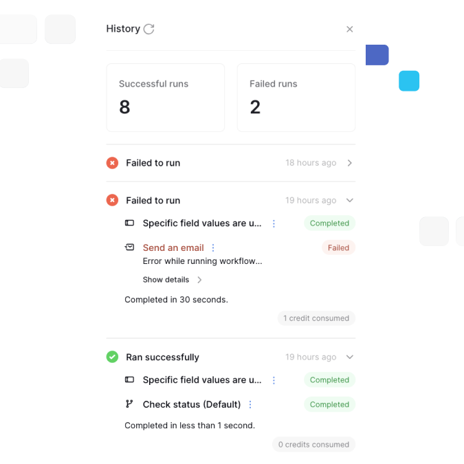 Node history details