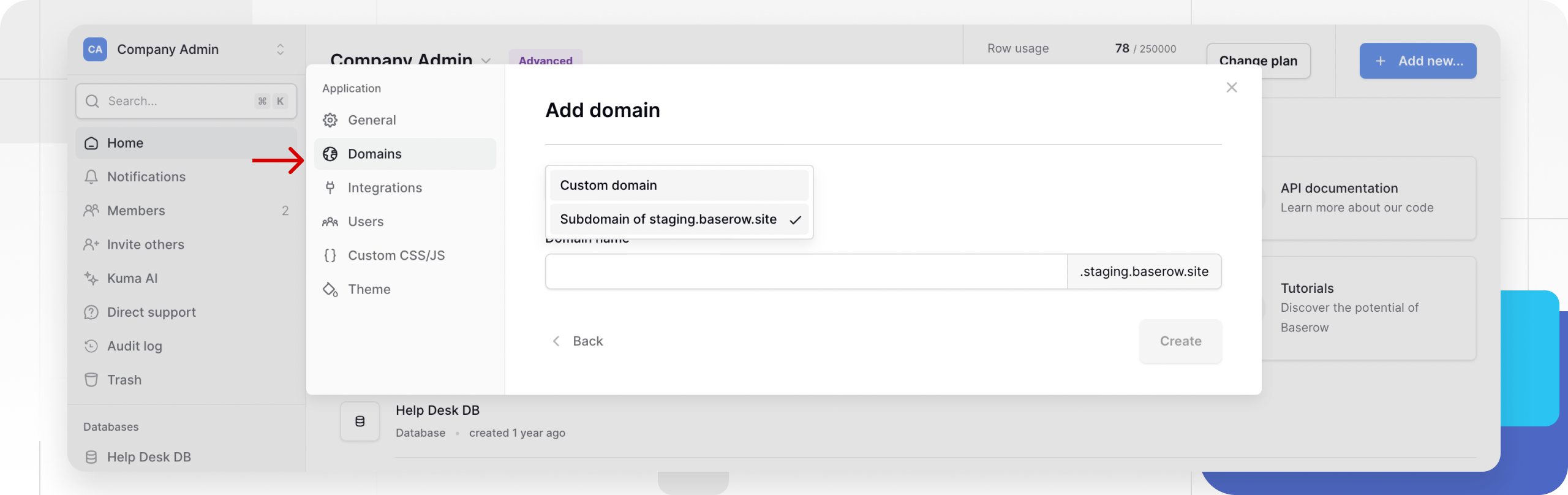 Associate a domain with your Baserow application