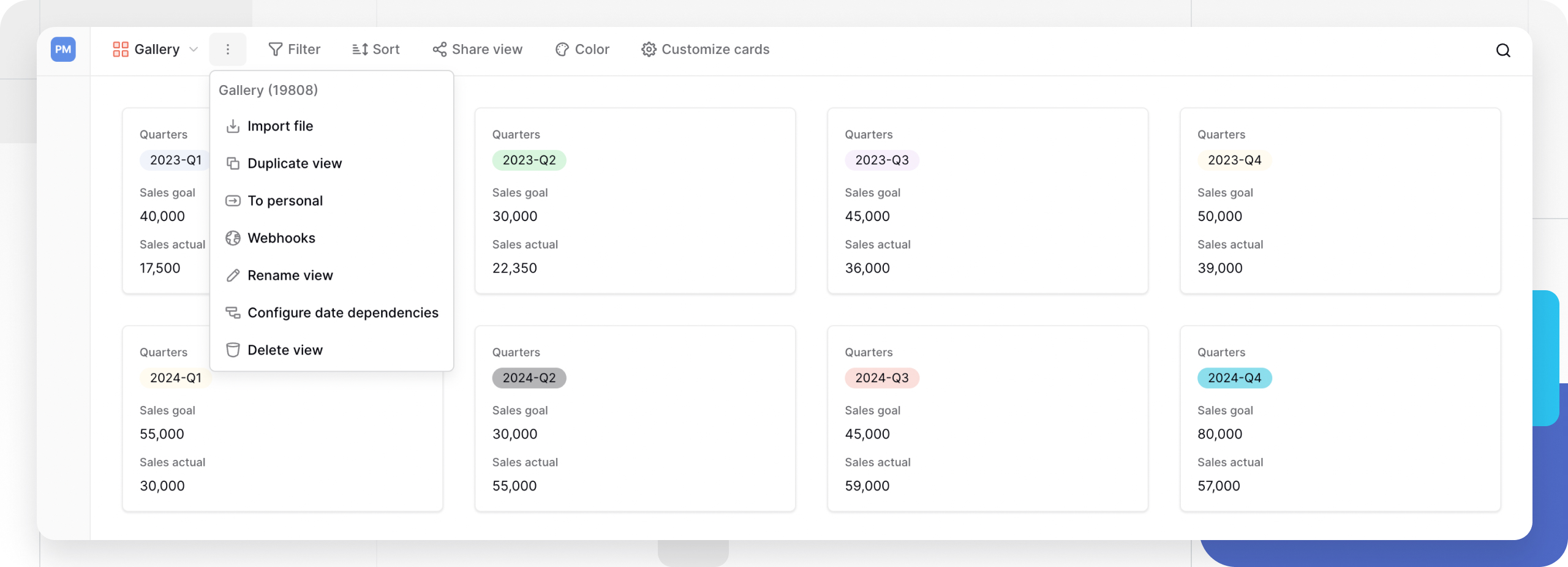 View configuration toolbar in Baserow