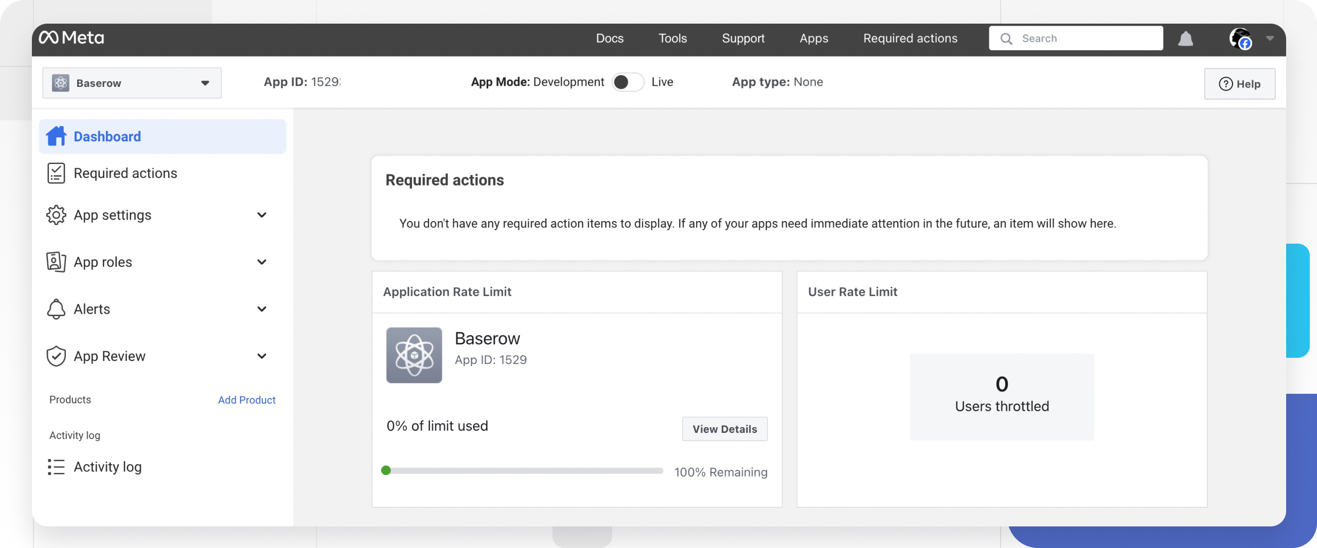 Create a Meta App for Baserow