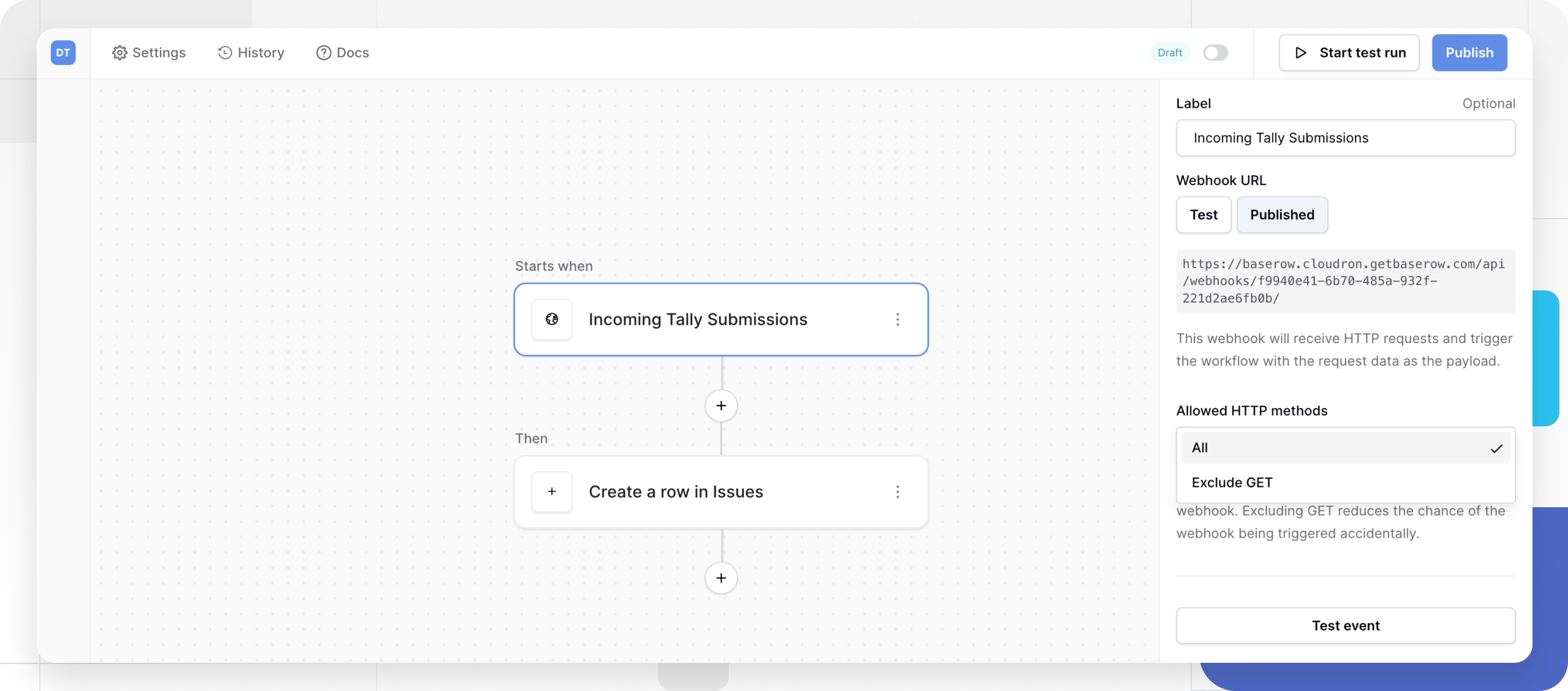 Baserow Listener Setup