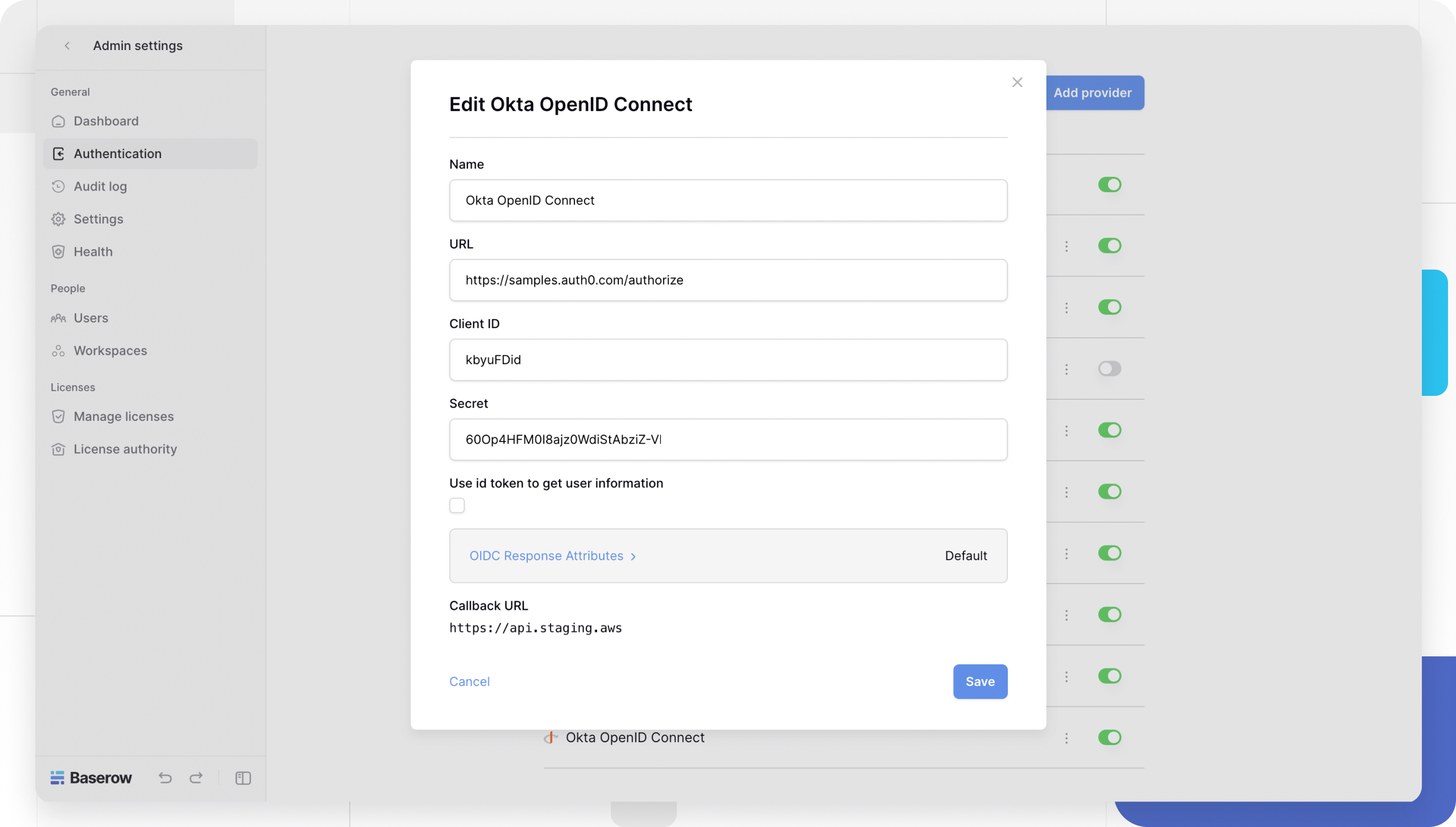 OpenID Connect in Baserow