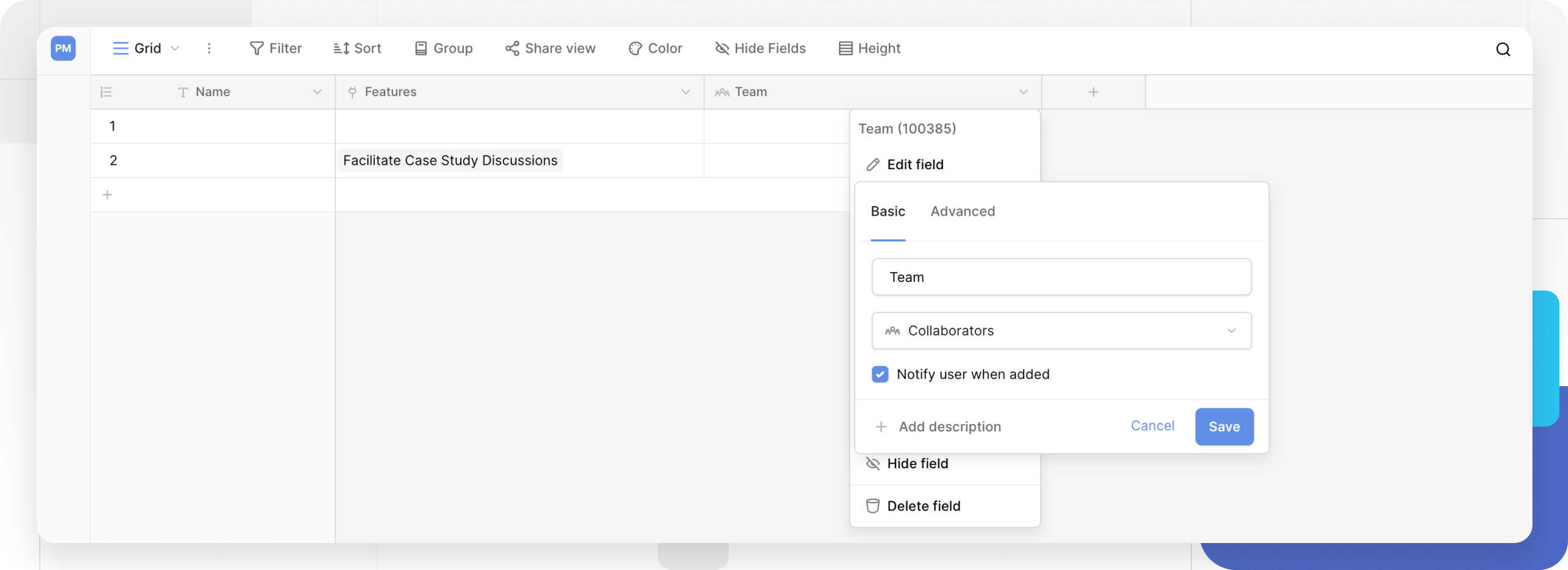 Baserow collaborator field image