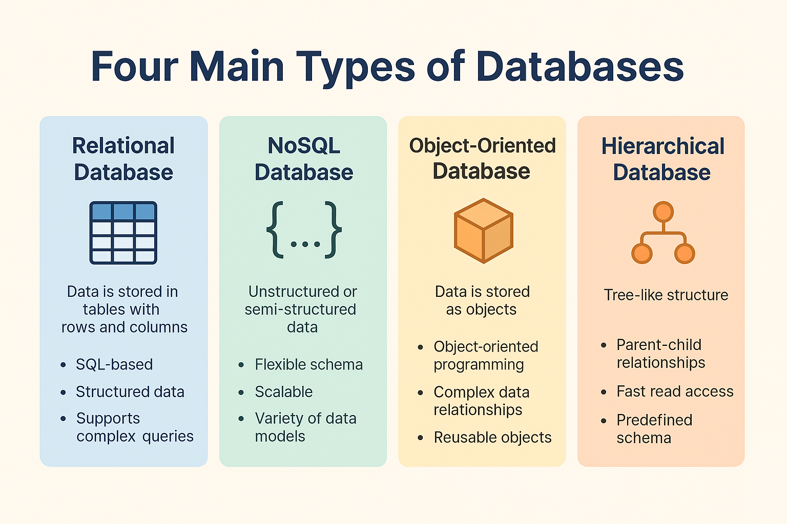 Four Main Types of Databases Explained