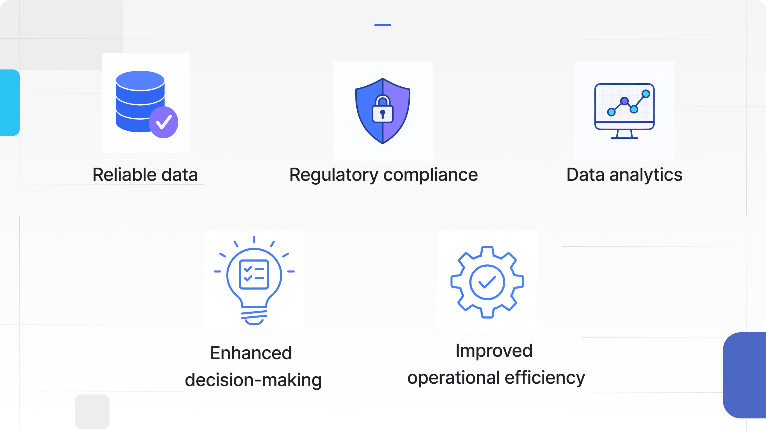 Infographic illustrating five reasons to implement a data governance framework: reliable data, regulatory compliance, data analytics, enhanced decision-making, and improved operational efficiency, each represented by a clear icon