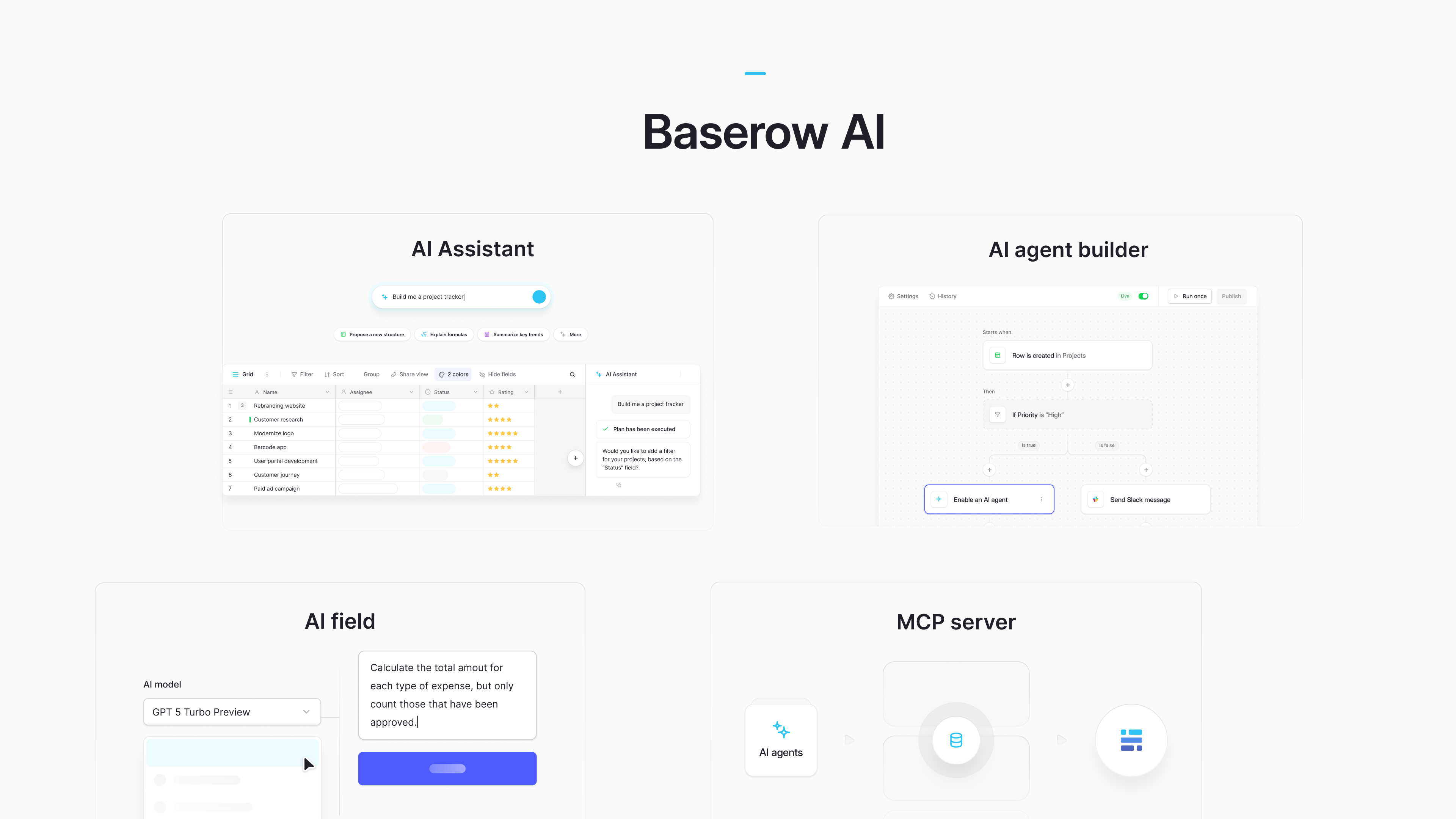 Some of the AI functionality at Baserow