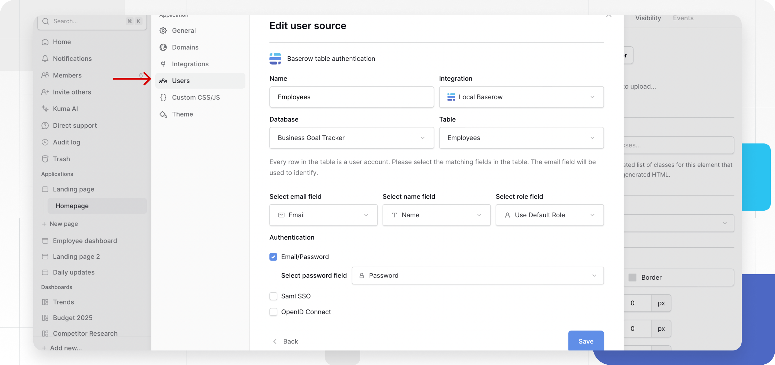 Add new user source in Baserow