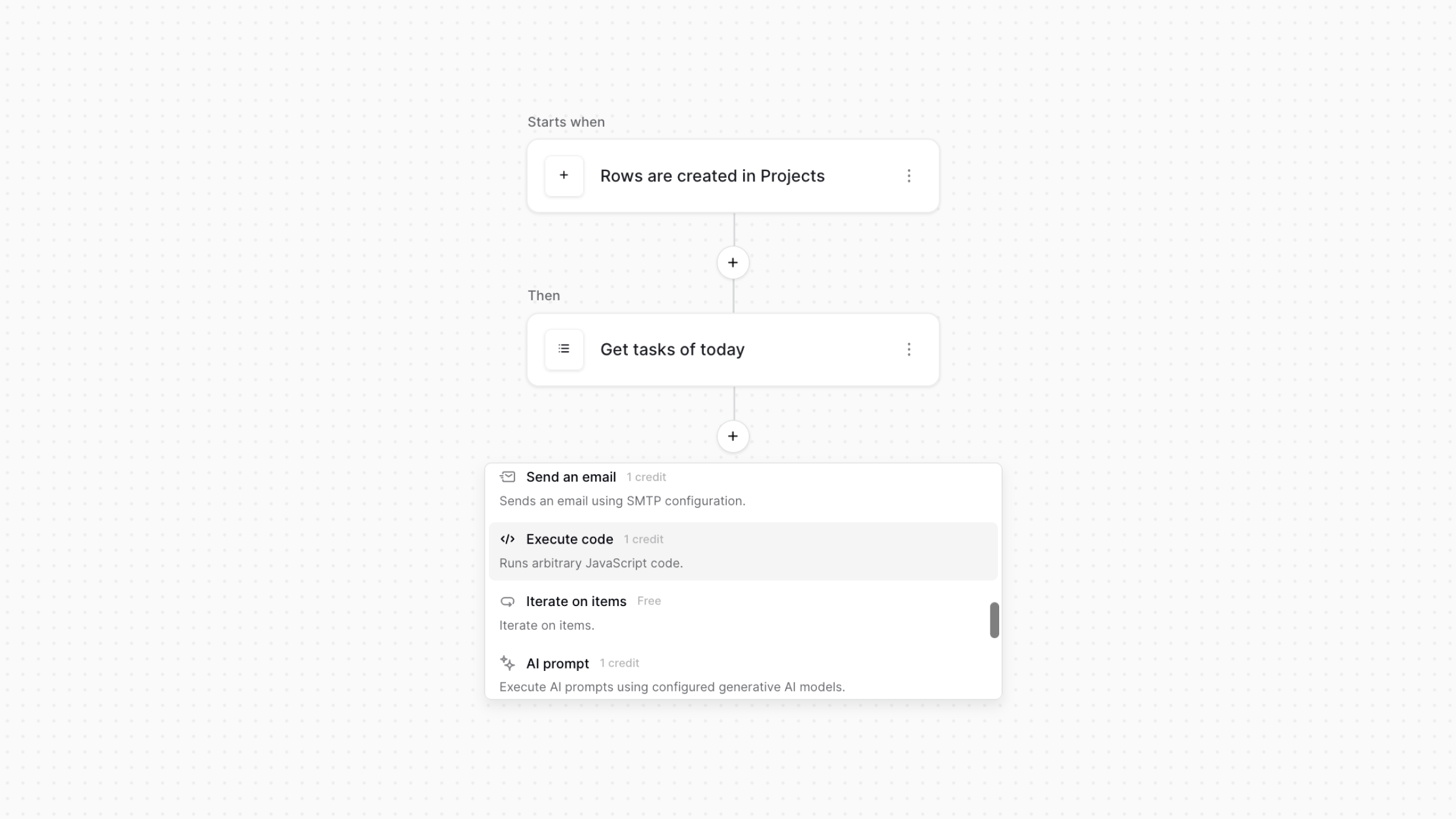 Add an Execute code action