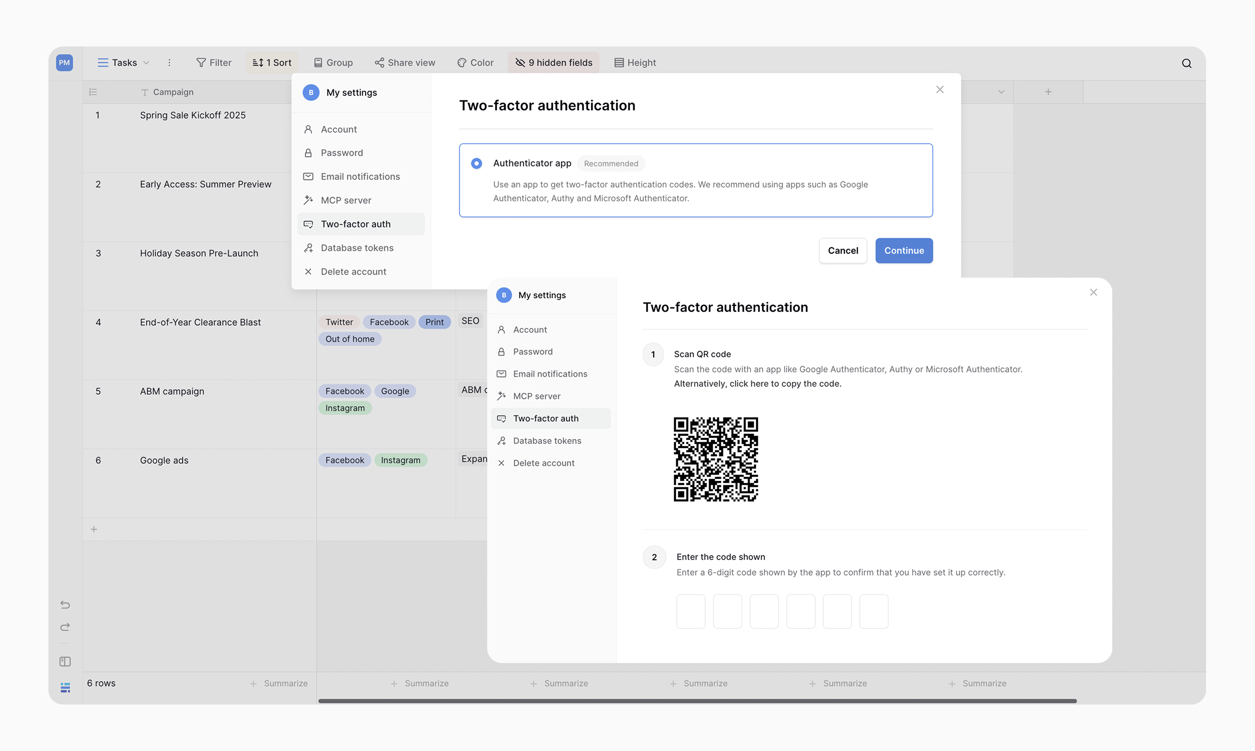 Two-factor authentication