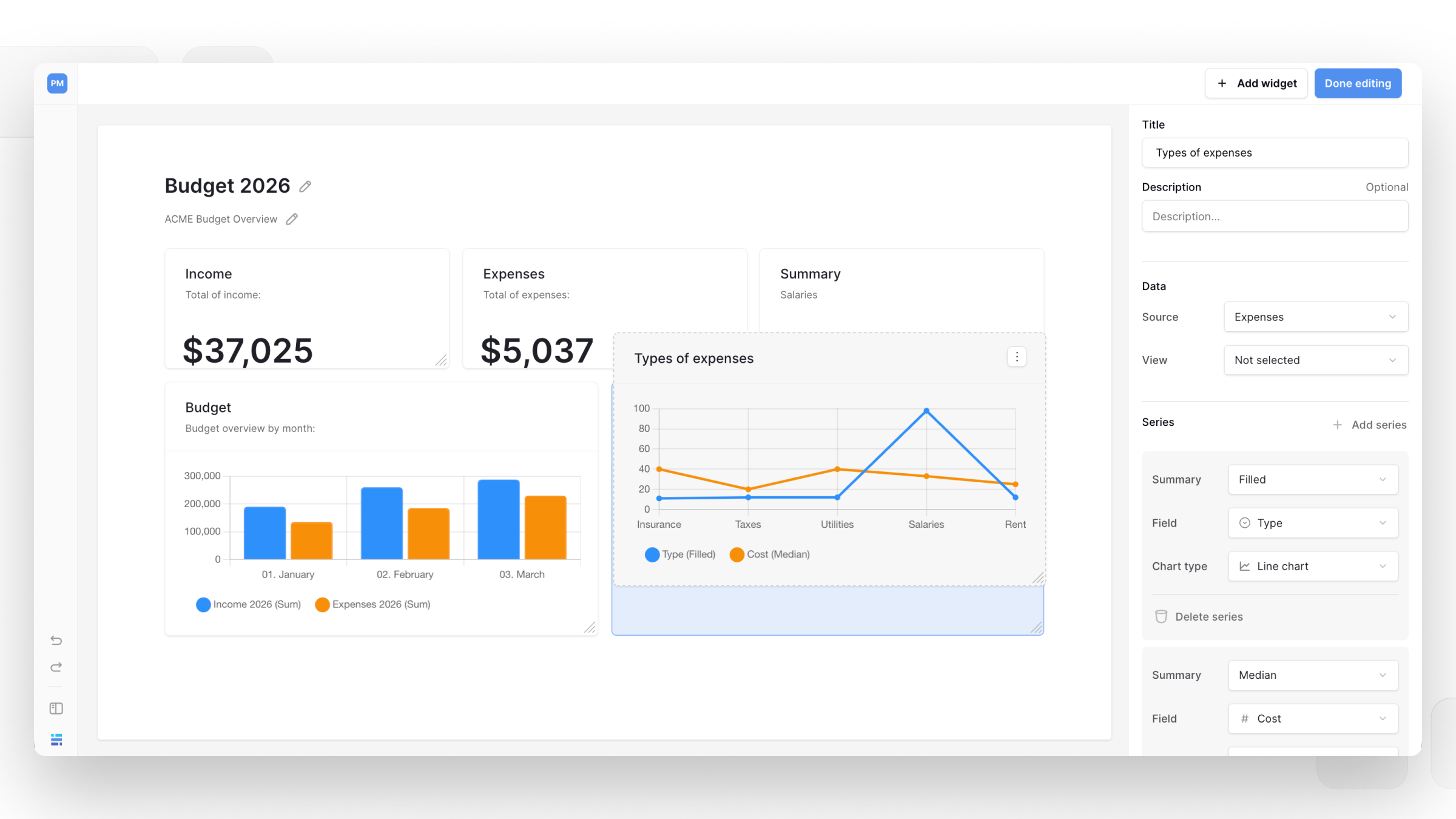 Build dashboards with a flexible grid