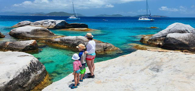 Family sailing on a yacht
