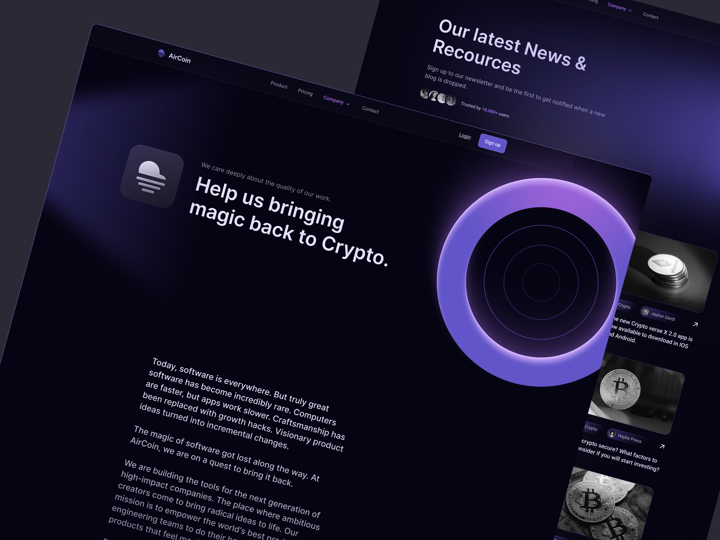 AirCoin - Web3 Template - Framer Template - AirDokan