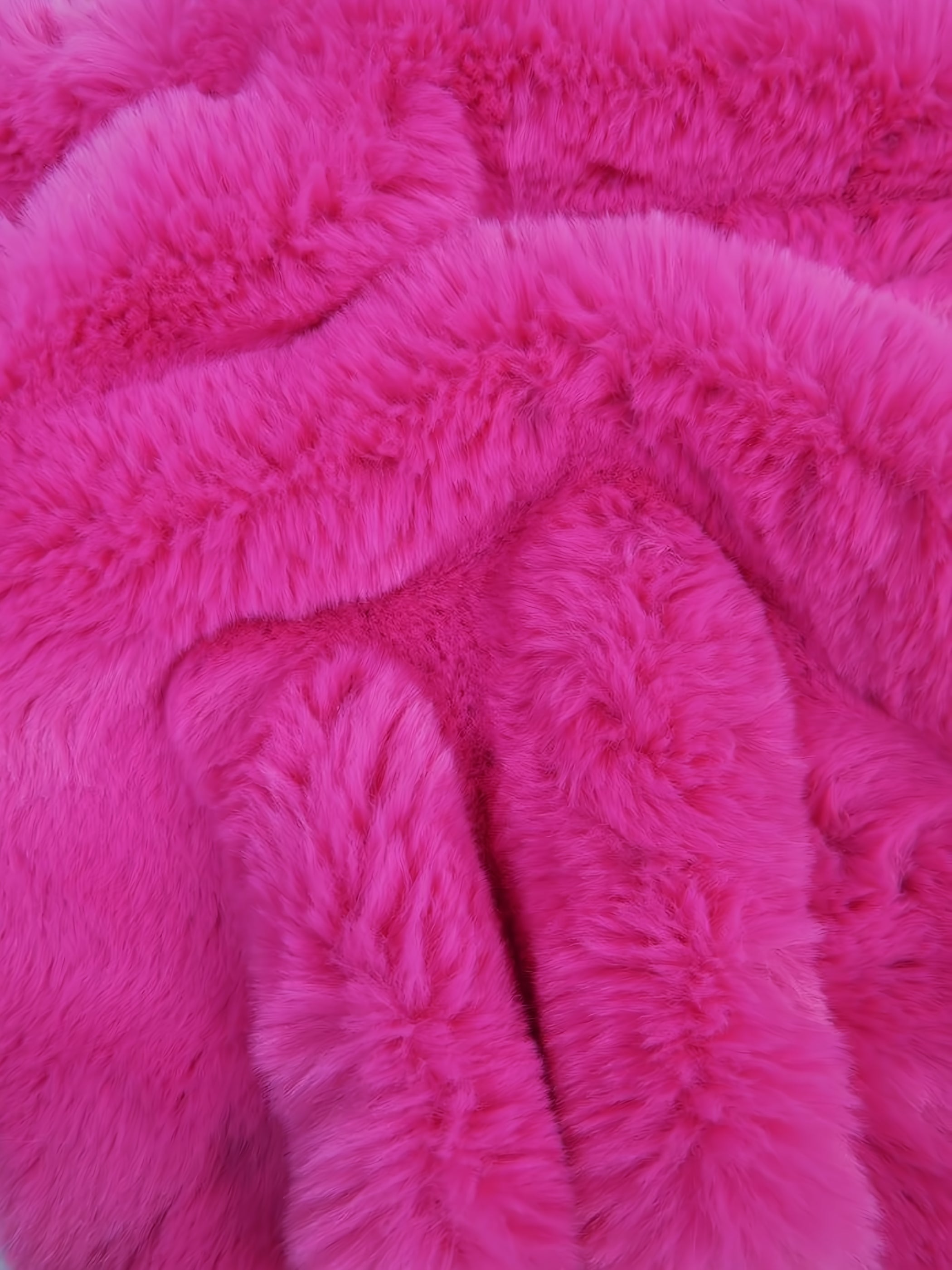 Arctic Rabbit Minky / Fuchsia faux fur swatch