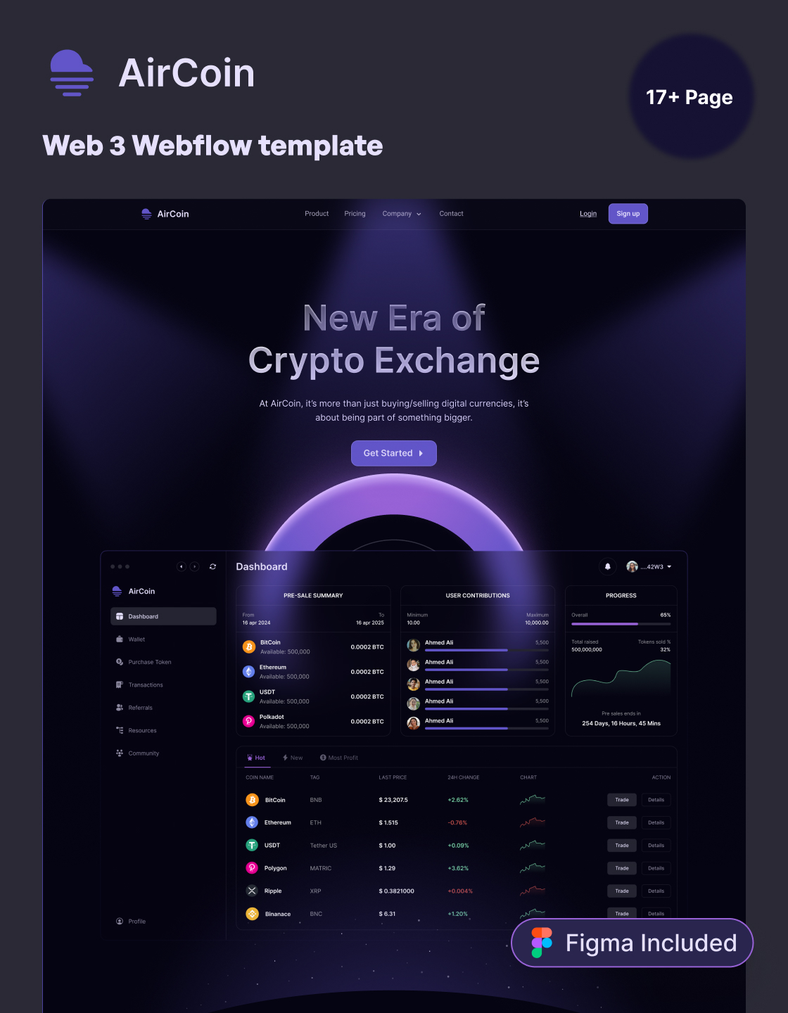 AirCoin - Web3 Template - Framer Template - AirDokan