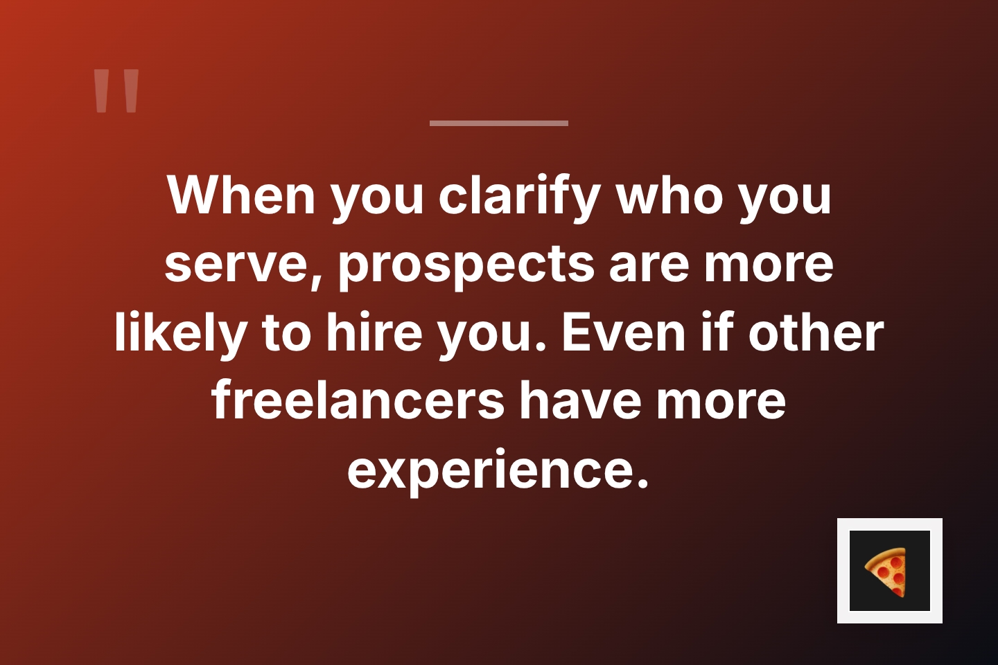 A powerful quote from the article emphasizes why niche selection matters more than experience when building a freelance portfolio. This breaks up the text and reinforces the key mindset shift freelancers need to succeed.