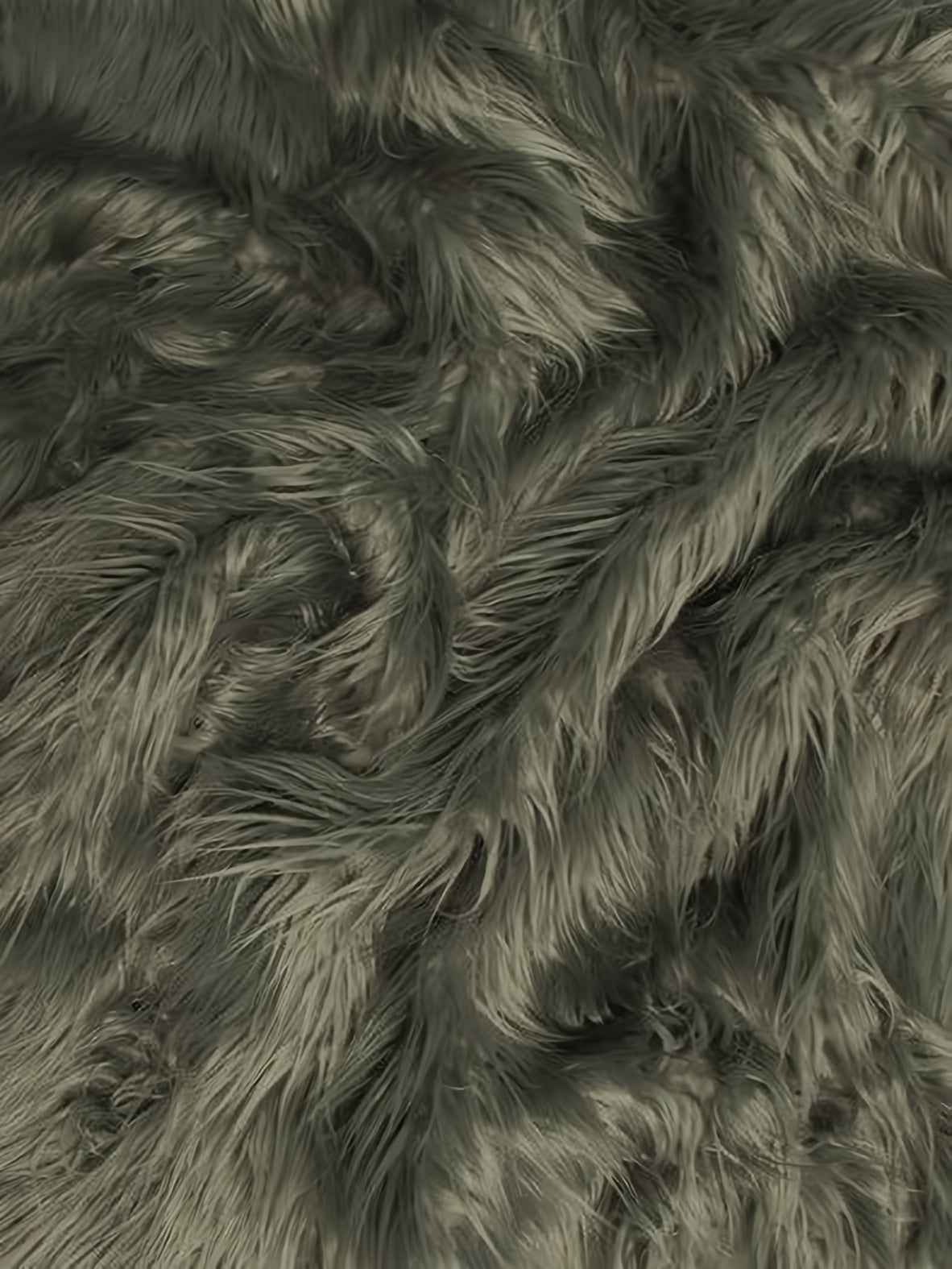Gray Mongolian faux fur swatch